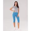 imageODODOS Womens High Waisted Yoga Capris with Pockets Tummy Control Non See Through Workout Athletic Running Capri LeggingsAzure