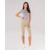 imageODODOS Womens High Waisted Yoga Capris with Pockets Tummy Control Non See Through Workout Athletic Running Capri LeggingsBeige