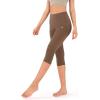 imageODODOS Womens High Waisted Yoga Capris with Pockets Tummy Control Non See Through Workout Athletic Running Capri LeggingsBrunette