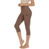 imageODODOS Womens High Waisted Yoga Capris with Pockets Tummy Control Non See Through Workout Athletic Running Capri LeggingsBrunette