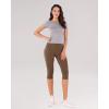 imageODODOS Womens High Waisted Yoga Capris with Pockets Tummy Control Non See Through Workout Athletic Running Capri LeggingsBrunette