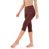 imageODODOS Womens High Waisted Yoga Capris with Pockets Tummy Control Non See Through Workout Athletic Running Capri LeggingsBurgundy