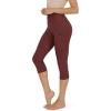 imageODODOS Womens High Waisted Yoga Capris with Pockets Tummy Control Non See Through Workout Athletic Running Capri LeggingsBurgundy