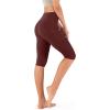 imageODODOS Womens High Waisted Yoga Capris with Pockets Tummy Control Non See Through Workout Athletic Running Capri LeggingsBurgundy