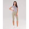 imageODODOS Womens High Waisted Yoga Capris with Pockets Tummy Control Non See Through Workout Athletic Running Capri LeggingsDark Beige