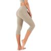 imageODODOS Womens High Waisted Yoga Capris with Pockets Tummy Control Non See Through Workout Athletic Running Capri LeggingsDark Beige