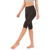 imageODODOS Womens High Waisted Yoga Capris with Pockets Tummy Control Non See Through Workout Athletic Running Capri LeggingsDark Brown