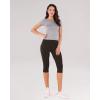 imageODODOS Womens High Waisted Yoga Capris with Pockets Tummy Control Non See Through Workout Athletic Running Capri LeggingsDark Brown