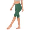 imageODODOS Womens High Waisted Yoga Capris with Pockets Tummy Control Non See Through Workout Athletic Running Capri LeggingsDark Green