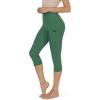 imageODODOS Womens High Waisted Yoga Capris with Pockets Tummy Control Non See Through Workout Athletic Running Capri LeggingsDark Green