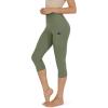 imageODODOS Womens High Waisted Yoga Capris with Pockets Tummy Control Non See Through Workout Athletic Running Capri LeggingsDark Olive
