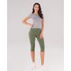 imageODODOS Womens High Waisted Yoga Capris with Pockets Tummy Control Non See Through Workout Athletic Running Capri LeggingsDark Olive