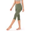 imageODODOS Womens High Waisted Yoga Capris with Pockets Tummy Control Non See Through Workout Athletic Running Capri LeggingsDark Olive