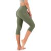 imageODODOS Womens High Waisted Yoga Capris with Pockets Tummy Control Non See Through Workout Athletic Running Capri LeggingsDark Olive
