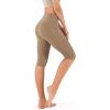 imageODODOS Womens High Waisted Yoga Capris with Pockets Tummy Control Non See Through Workout Athletic Running Capri LeggingsLight Brown