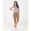 imageODODOS Womens High Waisted Yoga Capris with Pockets Tummy Control Non See Through Workout Athletic Running Capri LeggingsLight Brown