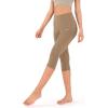 imageODODOS Womens High Waisted Yoga Capris with Pockets Tummy Control Non See Through Workout Athletic Running Capri LeggingsLight Brown