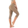 imageODODOS Womens High Waisted Yoga Capris with Pockets Tummy Control Non See Through Workout Athletic Running Capri LeggingsLight Brown