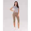 imageODODOS Womens High Waisted Yoga Capris with Pockets Tummy Control Non See Through Workout Athletic Running Capri LeggingsLight Brown