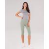 imageODODOS Womens High Waisted Yoga Capris with Pockets Tummy Control Non See Through Workout Athletic Running Capri LeggingsLime Stone