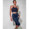 imageODODOS Womens High Waisted Yoga Capris with Pockets Tummy Control Non See Through Workout Athletic Running Capri LeggingsNavy Stone