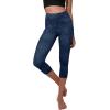 imageODODOS Womens High Waisted Yoga Capris with Pockets Tummy Control Non See Through Workout Athletic Running Capri LeggingsNavy Stone