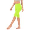 imageODODOS Womens High Waisted Yoga Capris with Pockets Tummy Control Non See Through Workout Athletic Running Capri LeggingsNeon Green