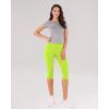 imageODODOS Womens High Waisted Yoga Capris with Pockets Tummy Control Non See Through Workout Athletic Running Capri LeggingsNeon Green