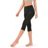 imageODODOS Womens High Waisted Yoga Capris with Pockets Tummy Control Non See Through Workout Athletic Running Capri LeggingsOnyx Black Grey