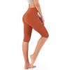 imageODODOS Womens High Waisted Yoga Capris with Pockets Tummy Control Non See Through Workout Athletic Running Capri LeggingsOrange Rust