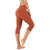 imageODODOS Womens High Waisted Yoga Capris with Pockets Tummy Control Non See Through Workout Athletic Running Capri LeggingsOrange Rust