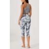 imageODODOS Womens High Waisted Yoga Capris with Pockets Tummy Control Non See Through Workout Athletic Running Capri LeggingsPurple Gray Line
