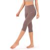 imageODODOS Womens High Waisted Yoga Capris with Pockets Tummy Control Non See Through Workout Athletic Running Capri LeggingsPurple Taupe