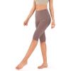 imageODODOS Womens High Waisted Yoga Capris with Pockets Tummy Control Non See Through Workout Athletic Running Capri LeggingsPurple Taupe