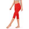 imageODODOS Womens High Waisted Yoga Capris with Pockets Tummy Control Non See Through Workout Athletic Running Capri LeggingsRed
