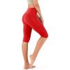 imageODODOS Womens High Waisted Yoga Capris with Pockets Tummy Control Non See Through Workout Athletic Running Capri LeggingsRed
