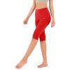 imageODODOS Womens High Waisted Yoga Capris with Pockets Tummy Control Non See Through Workout Athletic Running Capri LeggingsRed