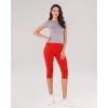 imageODODOS Womens High Waisted Yoga Capris with Pockets Tummy Control Non See Through Workout Athletic Running Capri LeggingsRed