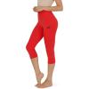 imageODODOS Womens High Waisted Yoga Capris with Pockets Tummy Control Non See Through Workout Athletic Running Capri LeggingsRed