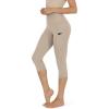imageODODOS Womens High Waisted Yoga Capris with Pockets Tummy Control Non See Through Workout Athletic Running Capri LeggingsShaker Beige