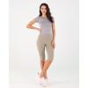 imageODODOS Womens High Waisted Yoga Capris with Pockets Tummy Control Non See Through Workout Athletic Running Capri LeggingsShaker Beige