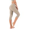 imageODODOS Womens High Waisted Yoga Capris with Pockets Tummy Control Non See Through Workout Athletic Running Capri LeggingsShaker Beige