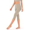 imageODODOS Womens High Waisted Yoga Capris with Pockets Tummy Control Non See Through Workout Athletic Running Capri LeggingsShaker Beige