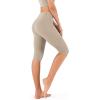 imageODODOS Womens High Waisted Yoga Capris with Pockets Tummy Control Non See Through Workout Athletic Running Capri LeggingsShaker Beige