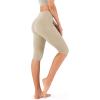 imageODODOS Womens High Waisted Yoga Capris with Pockets Tummy Control Non See Through Workout Athletic Running Capri LeggingsTaupe
