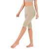 imageODODOS Womens High Waisted Yoga Capris with Pockets Tummy Control Non See Through Workout Athletic Running Capri LeggingsTaupe