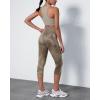 imageODODOS Womens High Waisted Yoga Capris with Pockets Tummy Control Non See Through Workout Athletic Running Capri LeggingsTie Dye Dark Beige