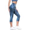 imageODODOS Womens High Waisted Yoga Capris with Pockets Tummy Control Non See Through Workout Athletic Running Capri LeggingsTie Dye Naval Blue