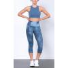 imageODODOS Womens High Waisted Yoga Capris with Pockets Tummy Control Non See Through Workout Athletic Running Capri LeggingsTie Dye Naval Blue