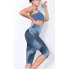 imageODODOS Womens High Waisted Yoga Capris with Pockets Tummy Control Non See Through Workout Athletic Running Capri LeggingsTie Dye Naval Blue